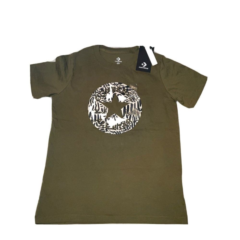 New Converse Girls Graphic Olive Green T-Shirts Size XS